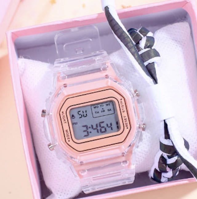 s51 新品 デジタル レディース 腕時計 男女兼用 ピンク お洒落 アイテム 787_画像5