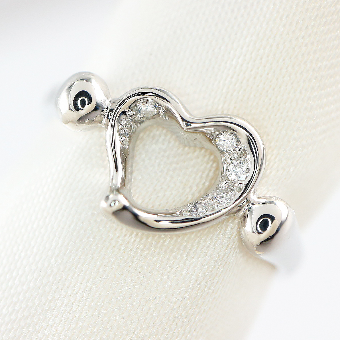 Tiffany&Co.> Pt950 オープンハート ダイヤ リング D6P 【CYO5973