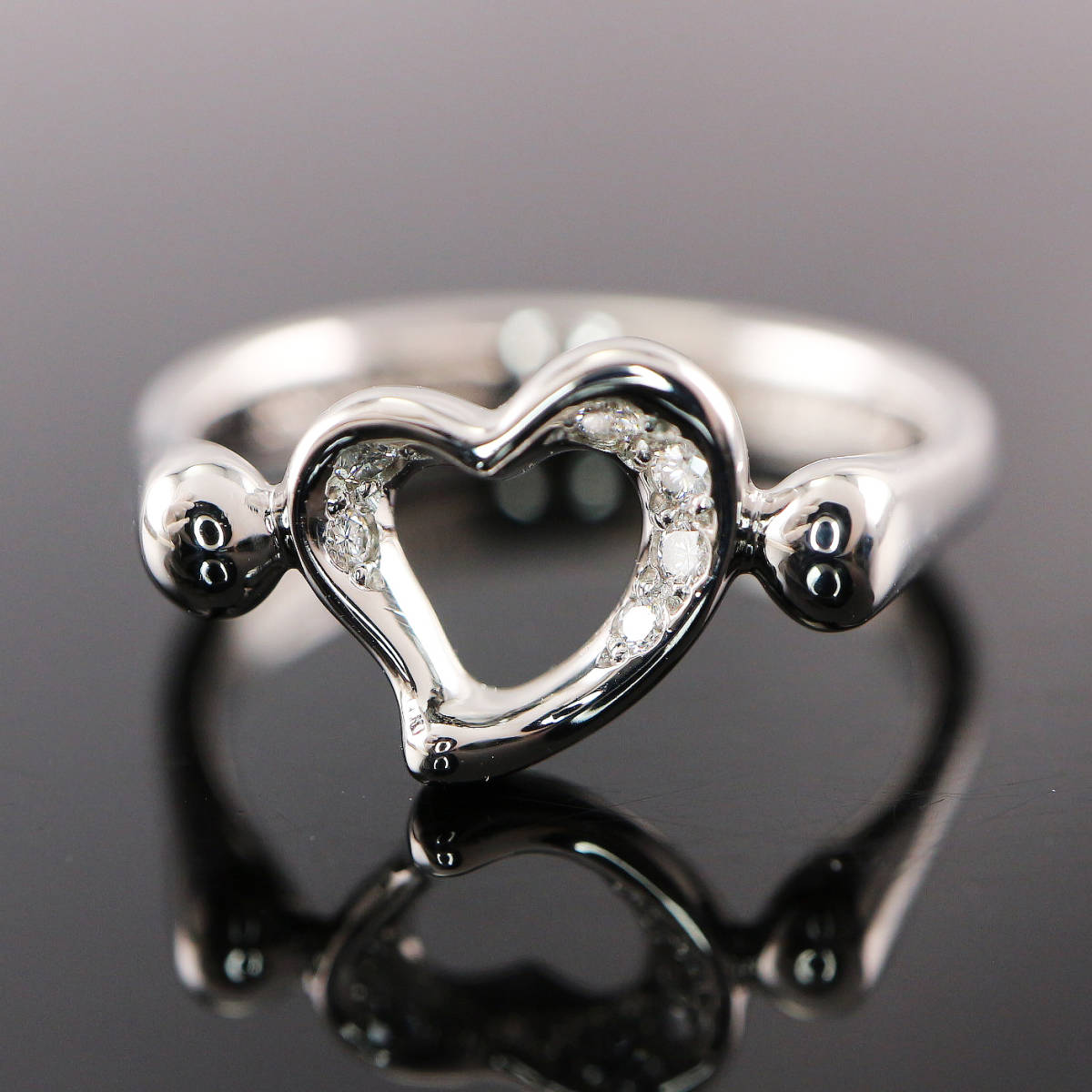 Tiffany&Co.> Pt950 オープンハート ダイヤ リング D6P 【CYO5973