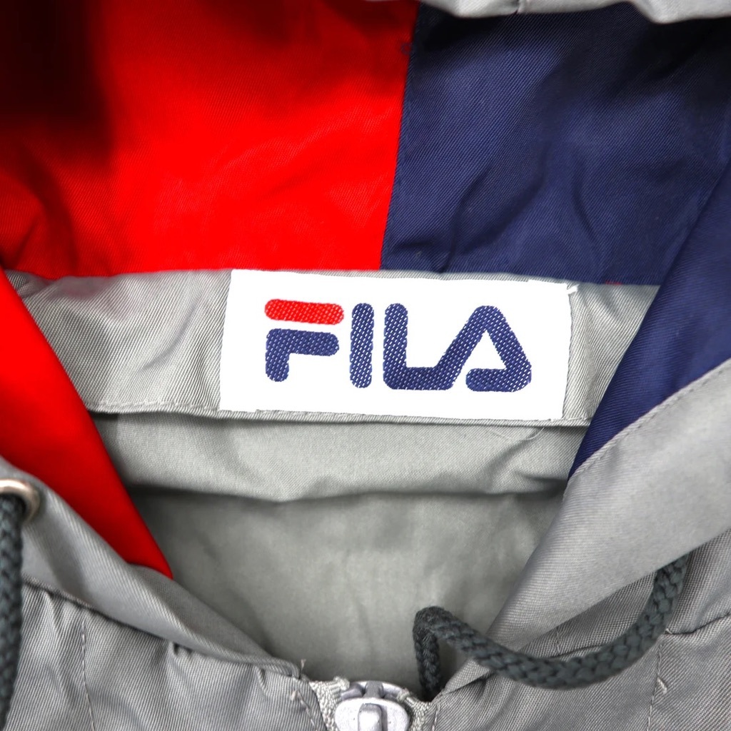 FILA ロングアノラックパーカー S-M グレー ハーフジップ ビッグサイズ 90年代_画像4