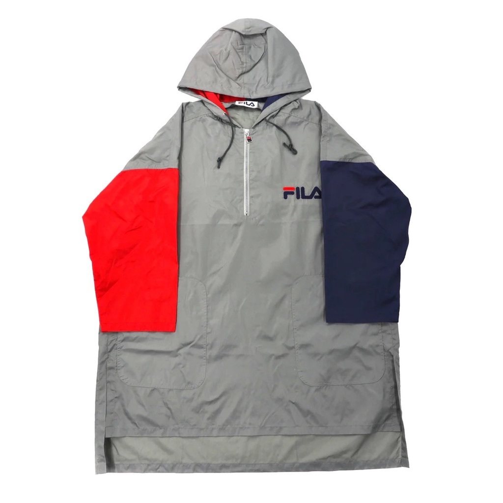 FILA ロングアノラックパーカー S-M グレー ハーフジップ ビッグサイズ 90年代_画像1