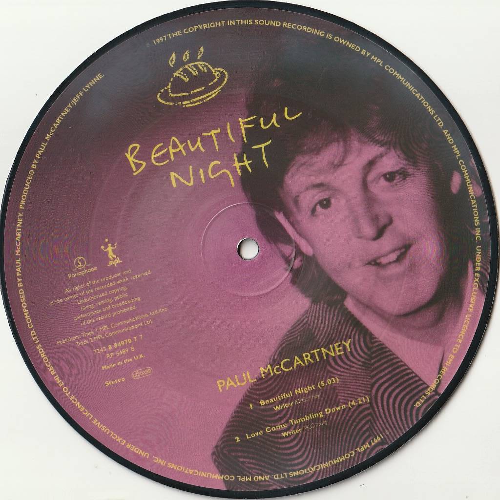 Paul McCartney　ポール・マッカートニー　Beautiful Night　UK盤 ピクチャーディスク仕様 7” シングルレコード　：　Ringo Starr _画像4