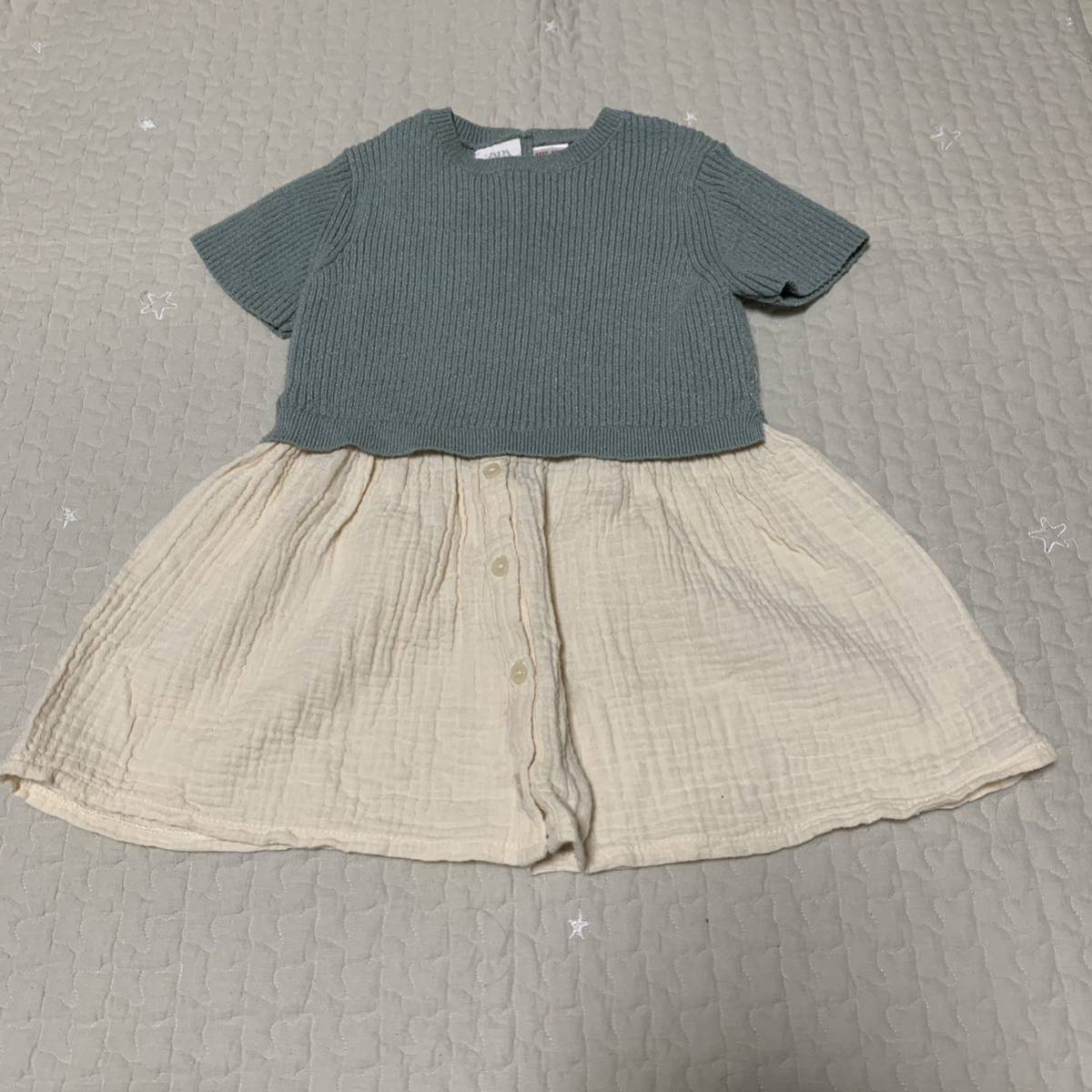 ZARA Babyザラベビー 半袖ワンピース 切り替え ドッキングワンピ 98センチ　2〜3歳　送料込み　匿名配送_画像1