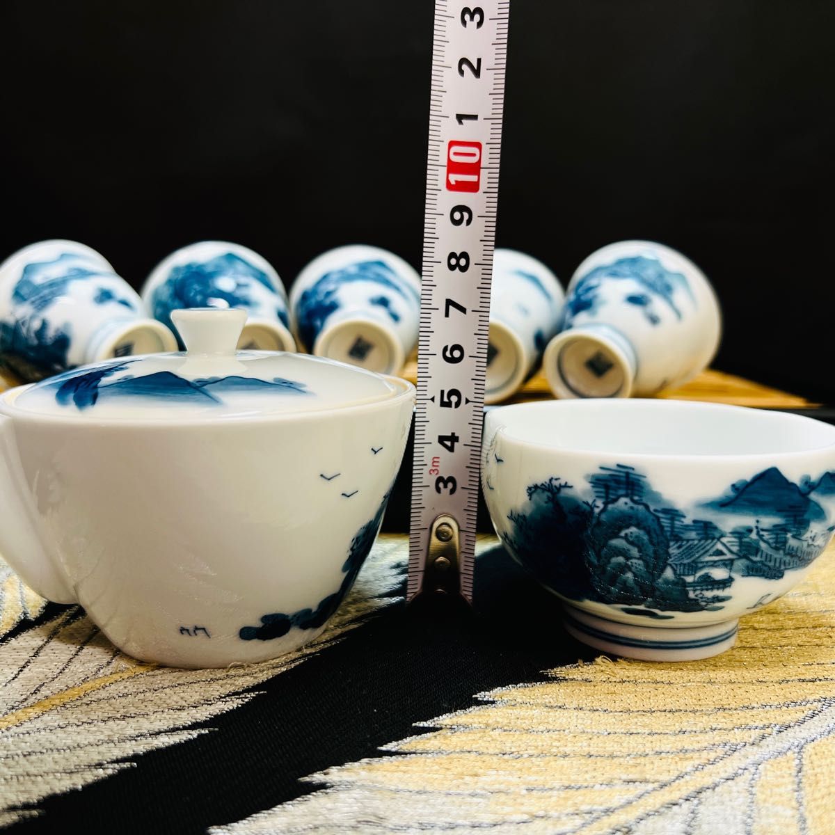 有田焼 畑萬陶苑 染付山水図 宝瓶 湯冷まし 湯呑み 玉露 煎茶器 有田焼 畑萬陶苑 染付山水図 宝瓶 湯冷まし 湯呑み 玉露 煎茶器