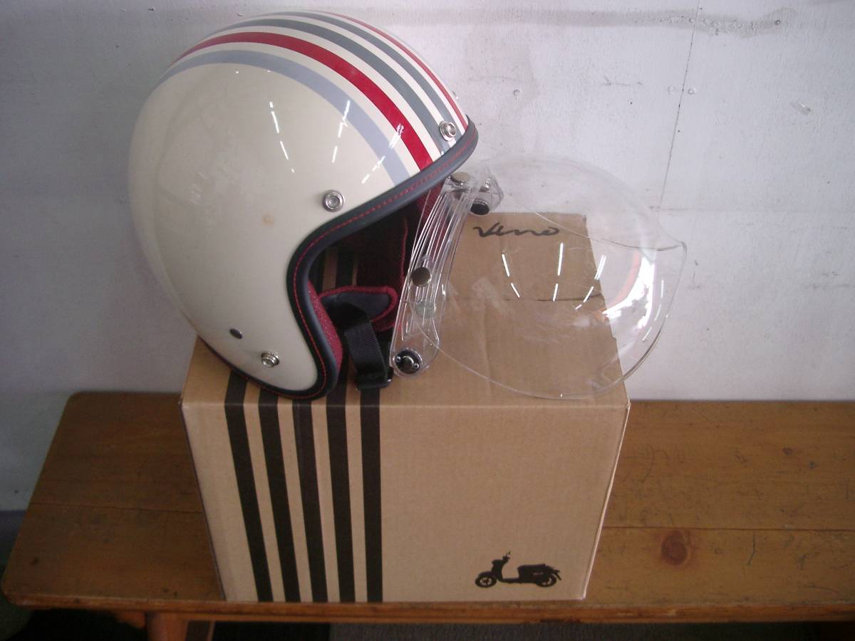 ヤマハビーノオリジナルデザイン可愛いＶＩＮＯマーク入りスモールジェットヘルメット バブルシールド付きマルシン工業Vー339フリー57-60cm_画像1
