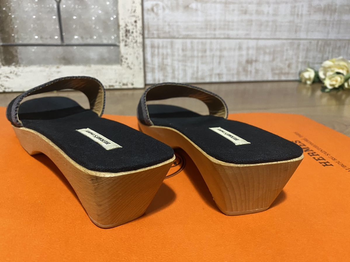 新品同様美品☆HERMESエルメスフールトゥウッドソールサボサンダル36