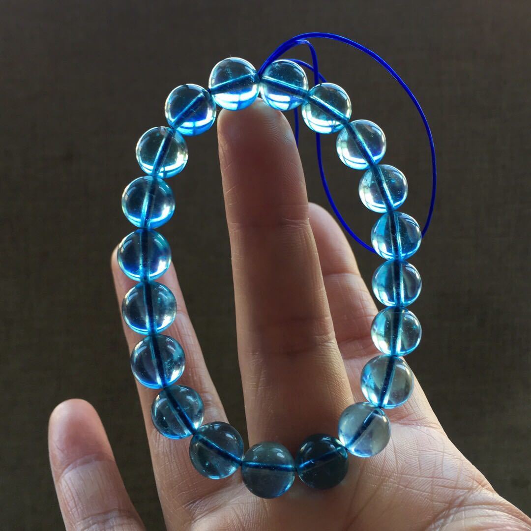 自然光撮影 】天然アクアマリン ブレスレット 9.8mm26.3g | www.bauen
