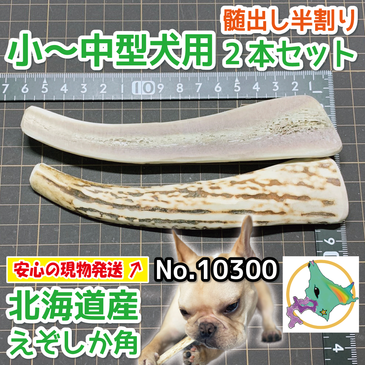 現物発送 小～中型犬用 天然 北海道産 蝦夷鹿の角 半割り 2本セット 犬のおもちゃ ご褒美に 無添加 エゾシカ ツノ 10300｜PayPayフリマ