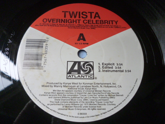Twista / Overnight Celebrity 試聴可　オリジナルUS盤 12 哀愁メロウ・ヴァイオリン HIPHOP Like A 24 収録_画像2