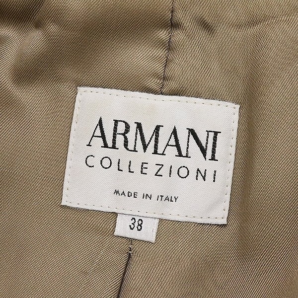 ●ARMANI COLLEZIONI アルマーニ コレッツォーニ オーストリッチ型押し レザー ビッグカラー ジャケット モカ 38_画像5