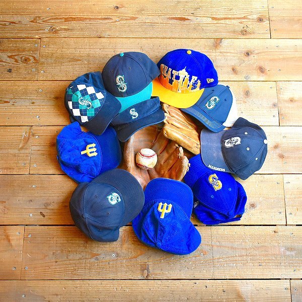 1 point thing * Seattle Mali na-z navy blue a-ga il pattern cap old clothes Kids / men's lady's OK90s street sport hat Seattle baseball MLB used 557740