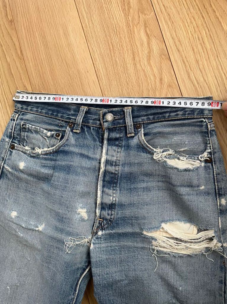 LEVIS 60s 501 BIG E オリジナル ビッグE リーバイス ヴィンテージ クラッシュ デニム パンツ W32 ヒゲ ボタン裏8 ビンテージ_画像4