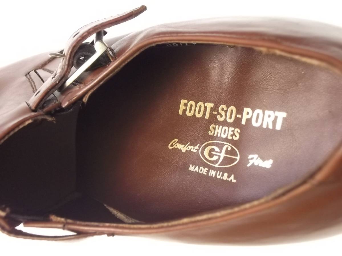 FOOT-SO-PORT S-8170★US13B★検索用,USA,ストラップ,スリッポン,デッド,ローファー,茶,ブラウン,カーフ,アメリカ,ンテージ,FLORSHEIM,米国_画像4