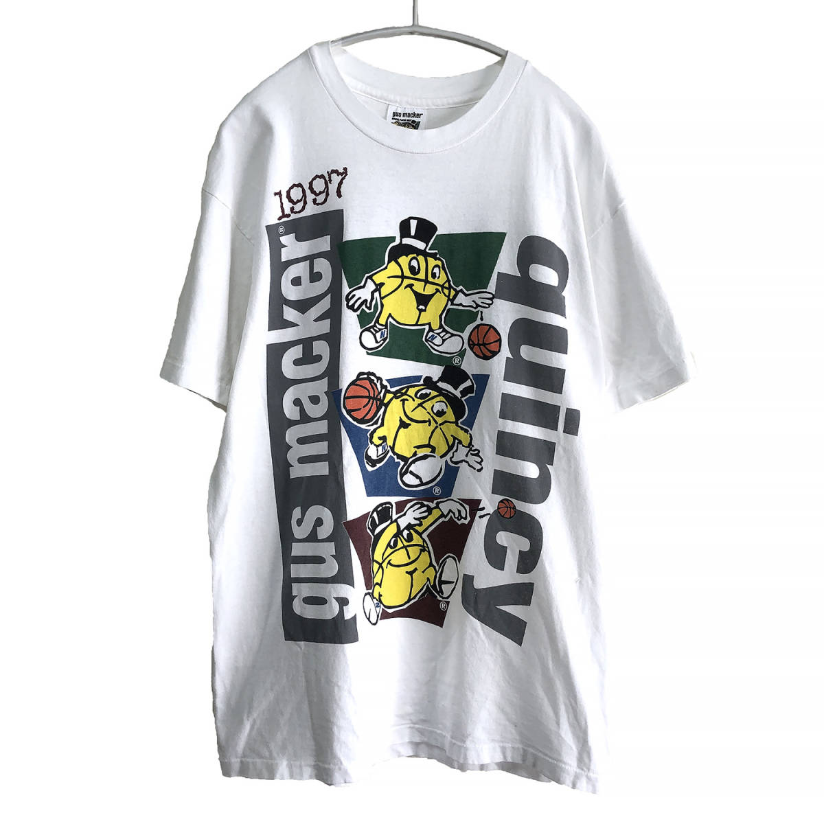 90S USA製 ヴィンテージ Gus Macker 3on3 バスケットボール 1997 Tシャツ メンズL シングルステッチ 白T 古着 BA1438