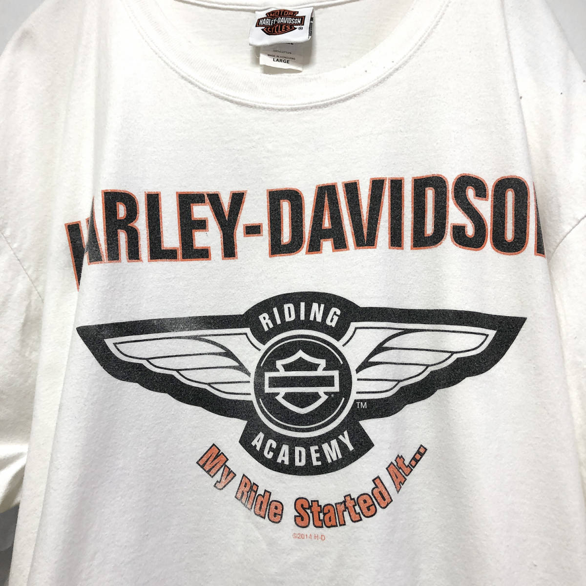 USA古着 ハーレーダビッドソン オールド 両面プリント Tシャツ メンズL ホワイト 白T HARLEY DAVIDSON バイク ヴィンテージ 古着 BA1477_画像3