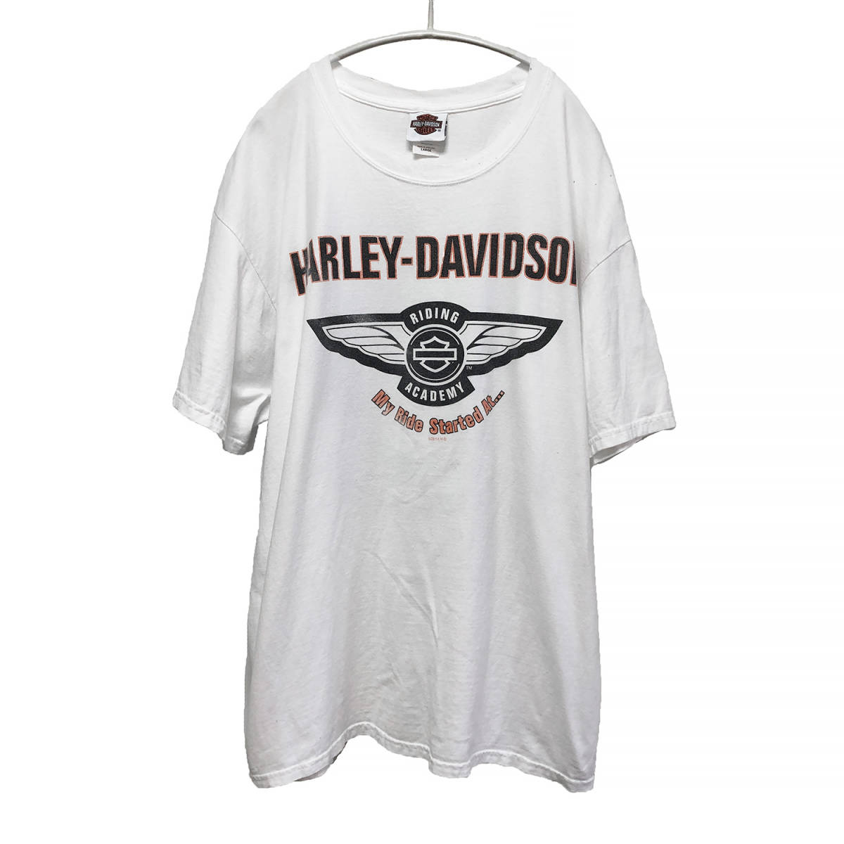 USA古着 ハーレーダビッドソン オールド 両面プリント Tシャツ メンズL ホワイト 白T HARLEY DAVIDSON バイク ヴィンテージ 古着 BA1477_画像1