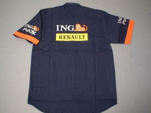 * stock one . sale. * free shipping * worth seeing *RENAULT*F1*Team* Renault * team * stylish .* wonderful ~.* beautiful ~.* pit shirt * navy blue *L* new goods *