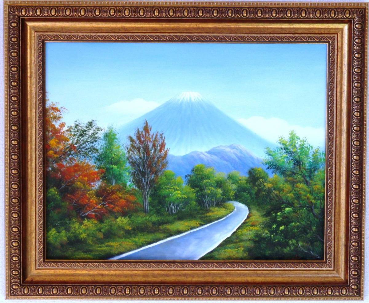 富士山絵画 油絵 風景画 釜無川河川敷からの富士山 F6 WG300 富士山絵画 油絵 風景画 釜無川河川敷からの富士山 F6 WG300