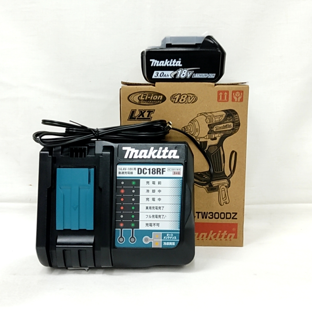 マキタ 18V 充電式インパクトレンチ TW300DZ+充電器(DC18RF)[USB端子付