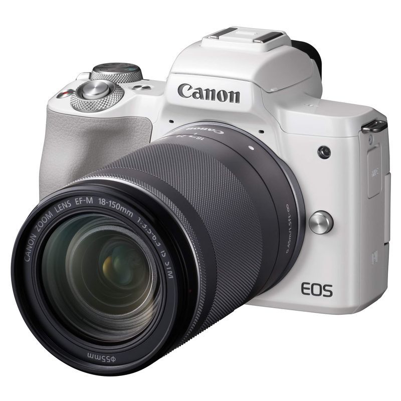 Canon ミラーレス一眼カメラ EOS Kiss M 高倍率ズームキット ホワイト EOSKISSMWH-18150ISSTM