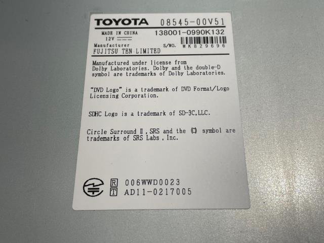 トヨタ 純正 NSZT-W62G メモリーナビ (地デジ/フルセグ/CD/DVD/Bluetooth/2013年地図データ 動作確認済_画像5