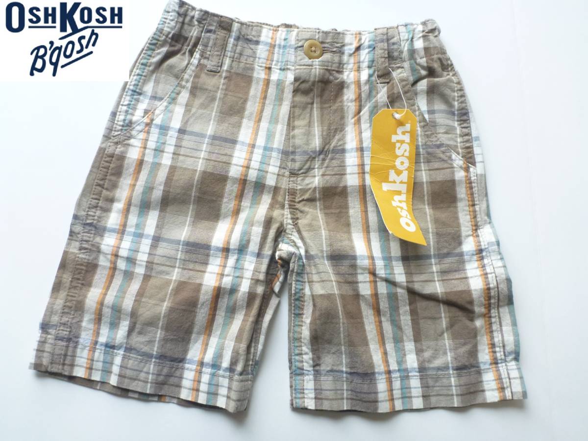 新品 OSHKOSH オシュコシュ★人気ブランド　茶　ブラウン系　チェック柄　パンツ　110_画像1