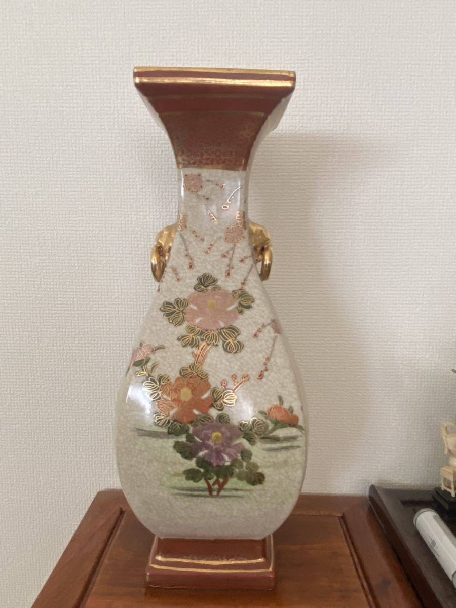 古美術 薩摩焼 花鳥紋双耳 花瓶唐物 年代物希少品_画像3