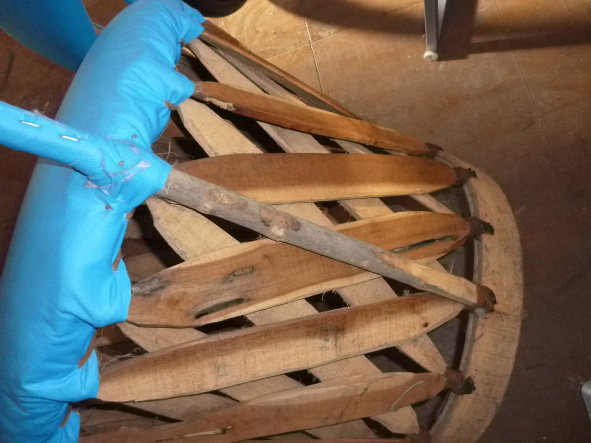 メキシコソファー ☆ ブルービニール ウッド メキシコスタイル
