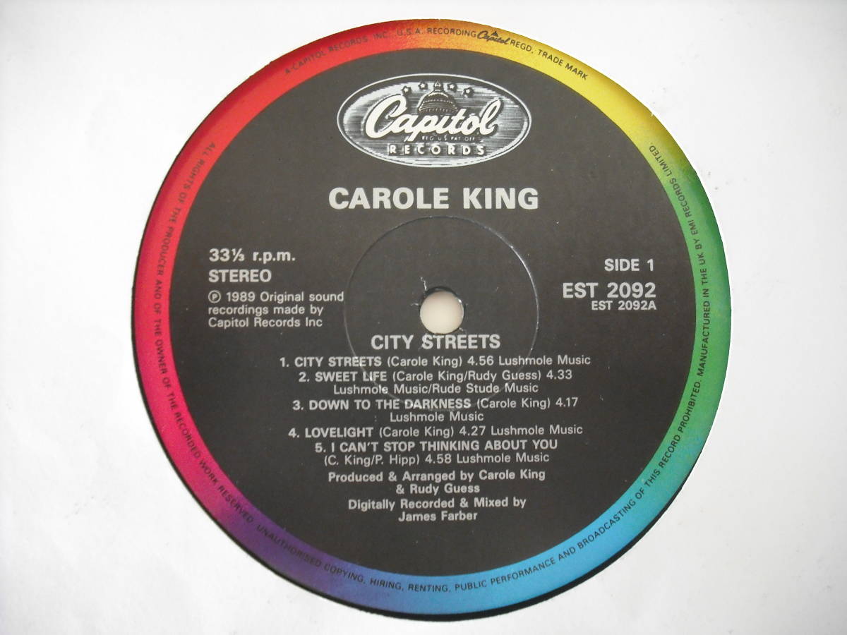 【LP】【'89 UK Original】【AOR名盤】【ERIC CLAPTON】CAROLE KING / CITY STREETS_画像5
