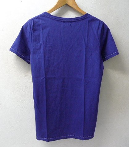 ◆FACTOTUM ファクトタム フェザー フロッキープリント Vネック Tシャツ ブルー サイズ44 美_画像5