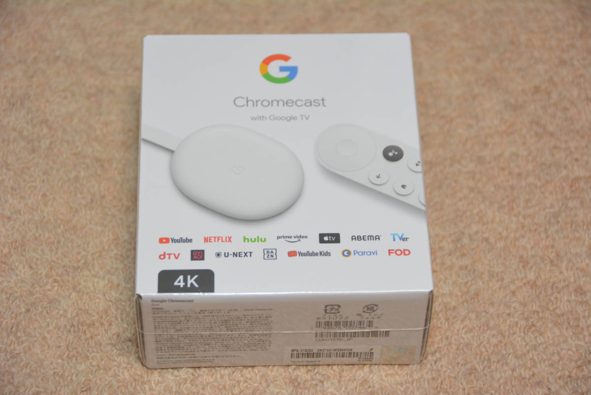 Google Chromecast with Google TV 4K対応 GA01919-JP クロームキャスト 未開封未使用品♪の画像1