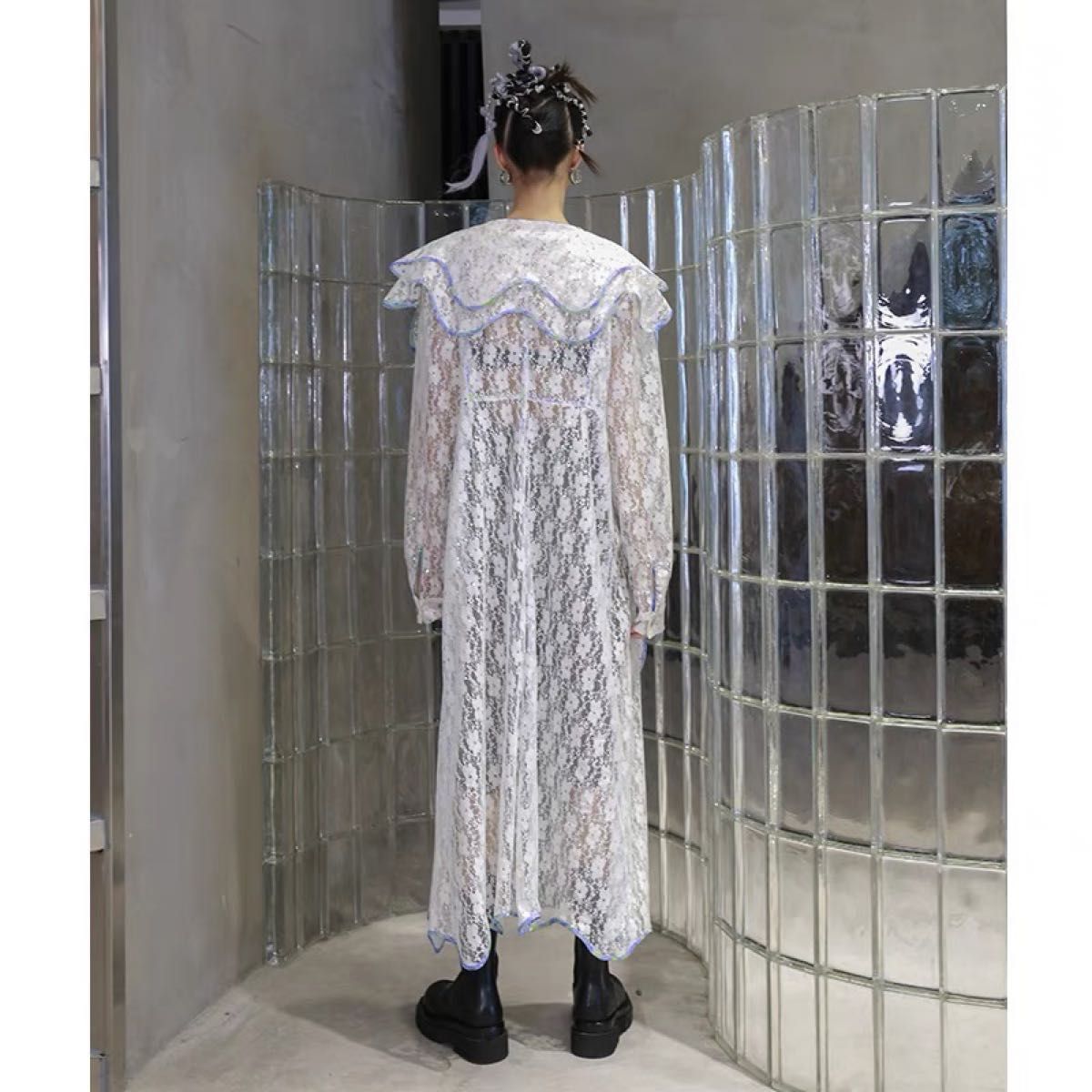 22ss jnylon studios lace flower gown