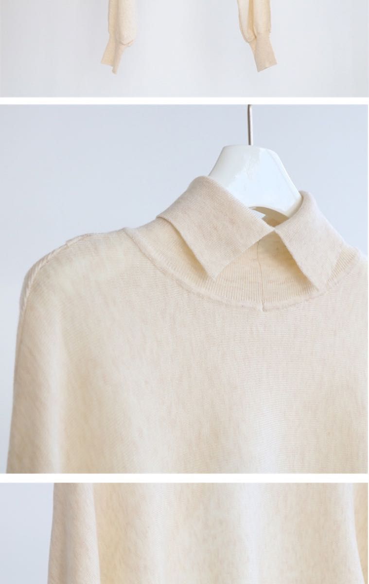 2way croped arm knit sweater off white