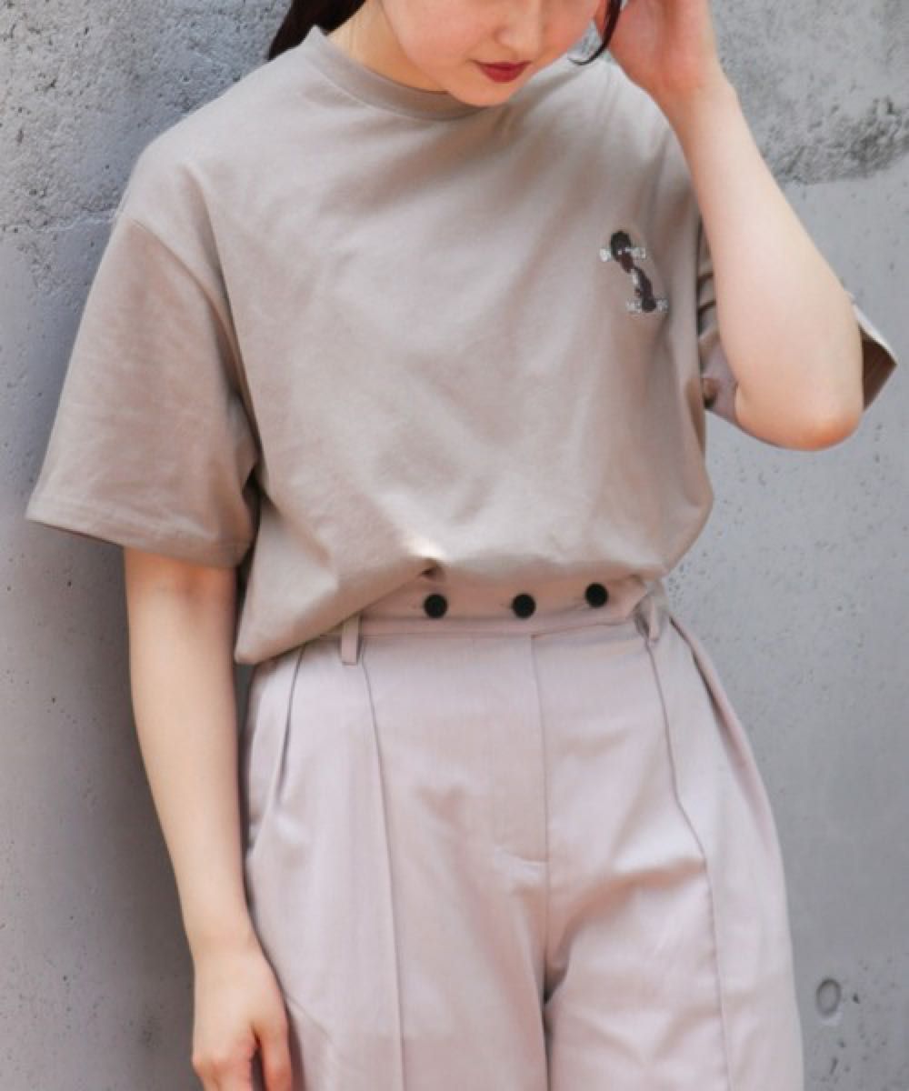 【yuta yunoki × kutir】おじさん刺繍Tシャツ ラベンダー