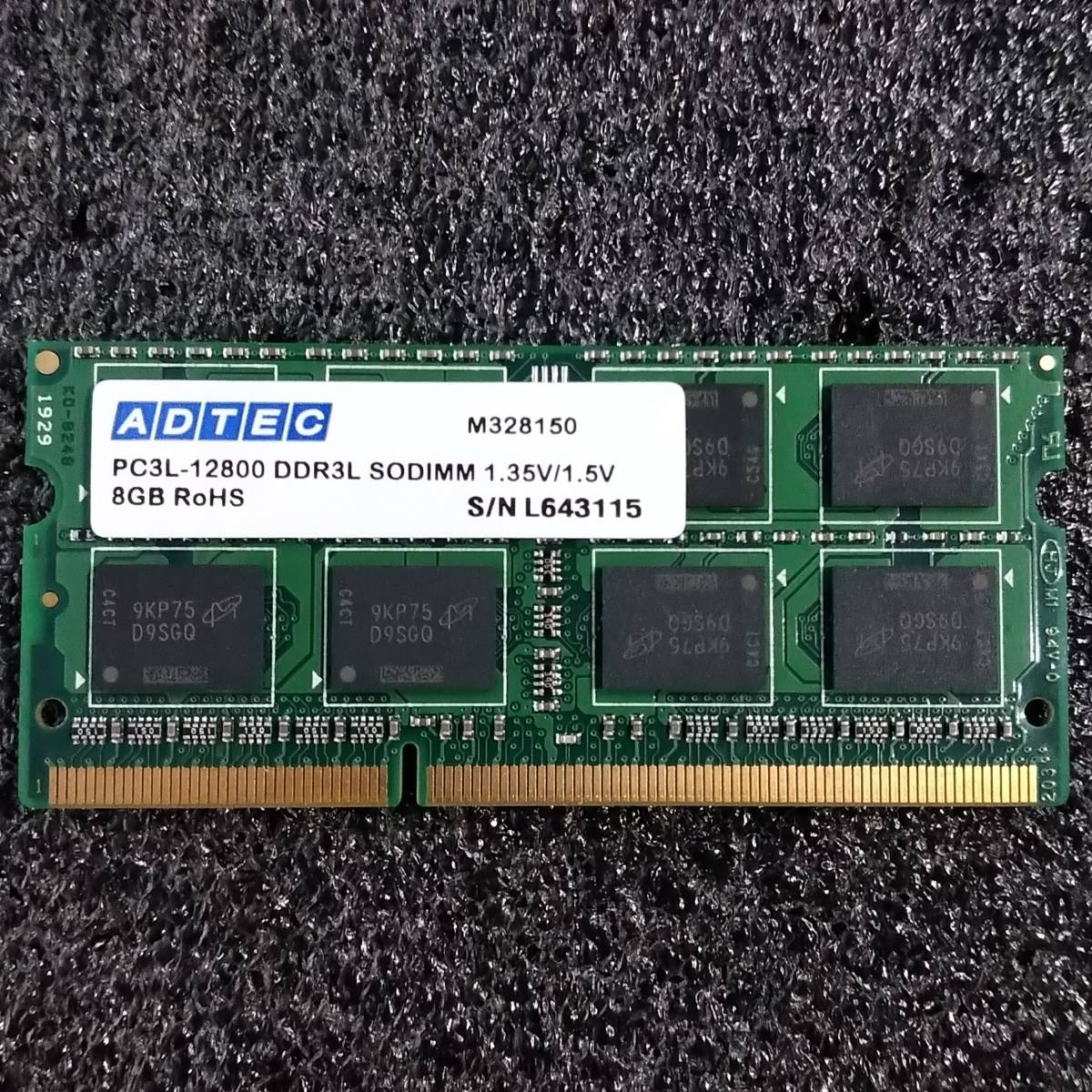【中古】DDR3 SODIMM 8GB1枚 ADTEC M328150 [DDR3L-1600 PC3L-12800 1.35V]_画像1