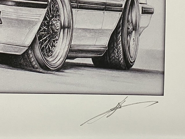  Toyota TOYOTA 120 Crown [ pencil sketch ] famous car old car illustration A4 size amount attaching autographed 