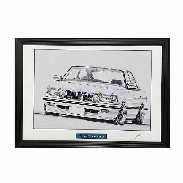  Toyota TOYOTA 120 Crown [ pencil sketch ] famous car old car illustration A4 size amount attaching autographed 