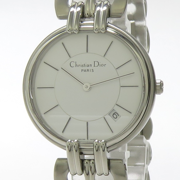 希少！！】 【中古】Christian Dior D67-100 ホワイト文字盤 SS