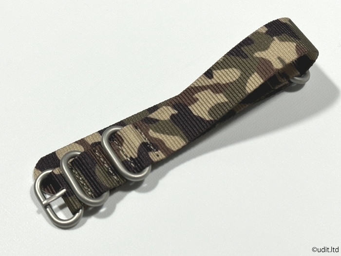 ラグ幅：20mm NATO 迷彩ベルト ハイグレードタイプ 尾錠シルバー ファブリック ストラップ ナイロン ミリタリー 腕時計ベルト ⑥ HG1_画像1