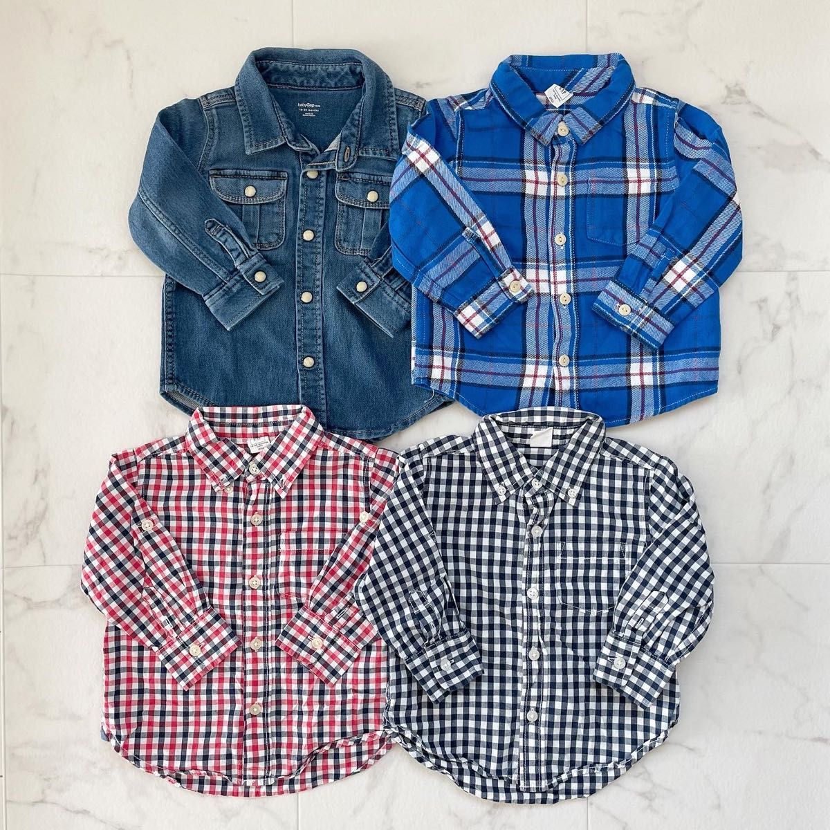 babygap ベビーギャップ　 長袖シャツ　ギンガムチェックシャツ　デニムシャツ　18-24month 90cm　4枚セット