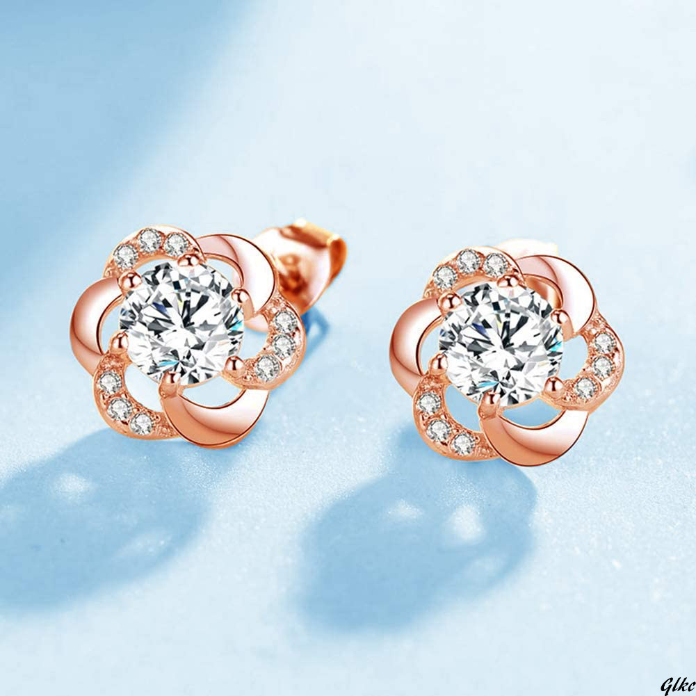 アクセサリー ピアス ピンクゴールド 花 スワロフスキージルコニア
