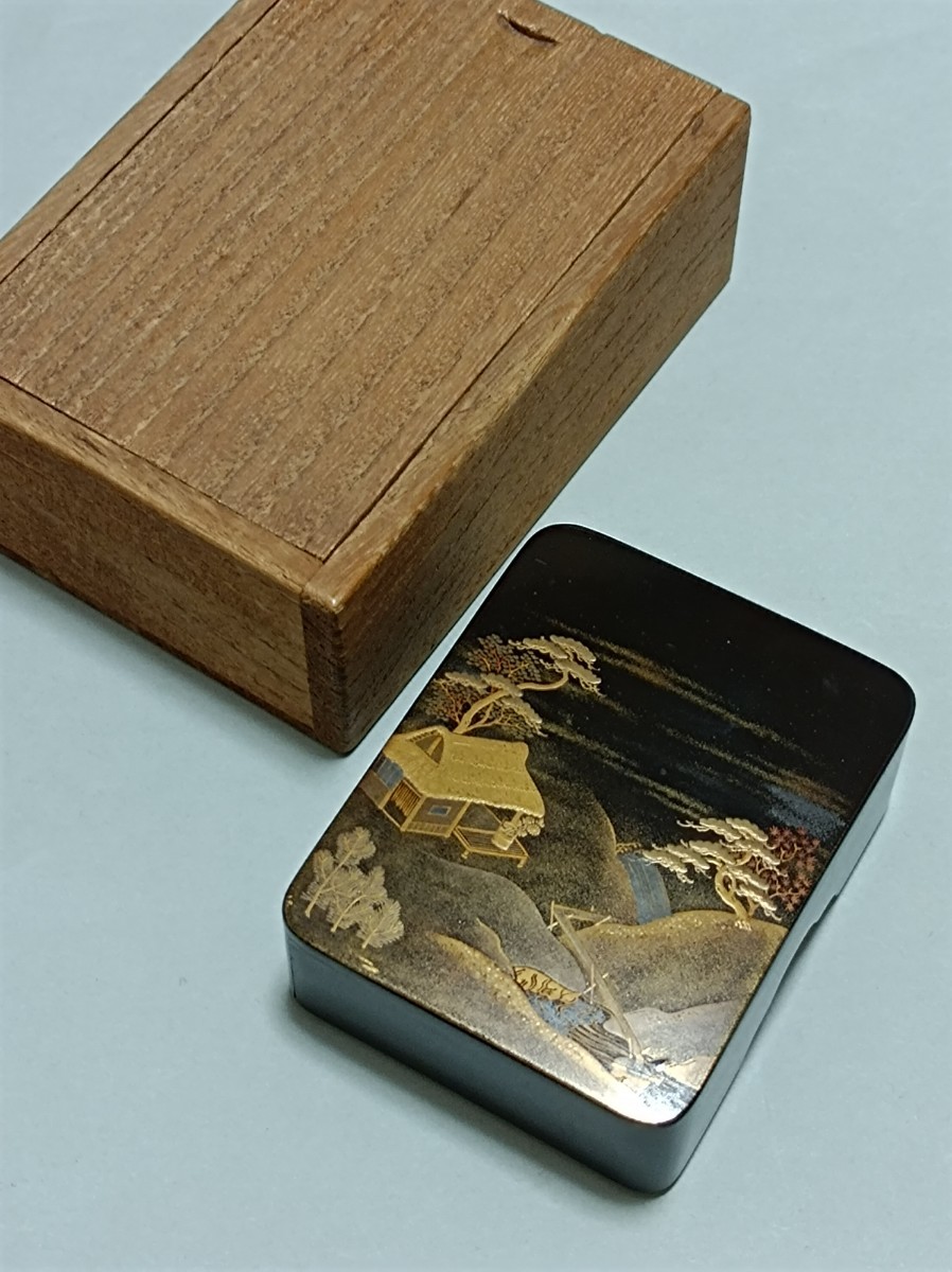 クリアランス セール 山水蒔絵香箱 細密工芸 超絶技巧 桐箱付 | www