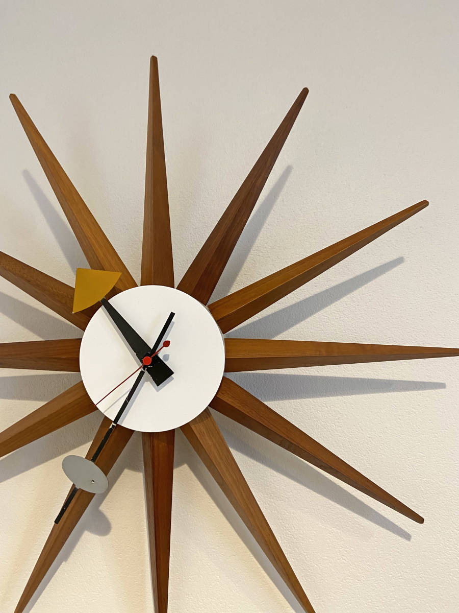  редкость! оригинал George Nelson Howard Miller Sunburst Clock George * Nelson Howard * зеркало фирма 50*s Mid-century 