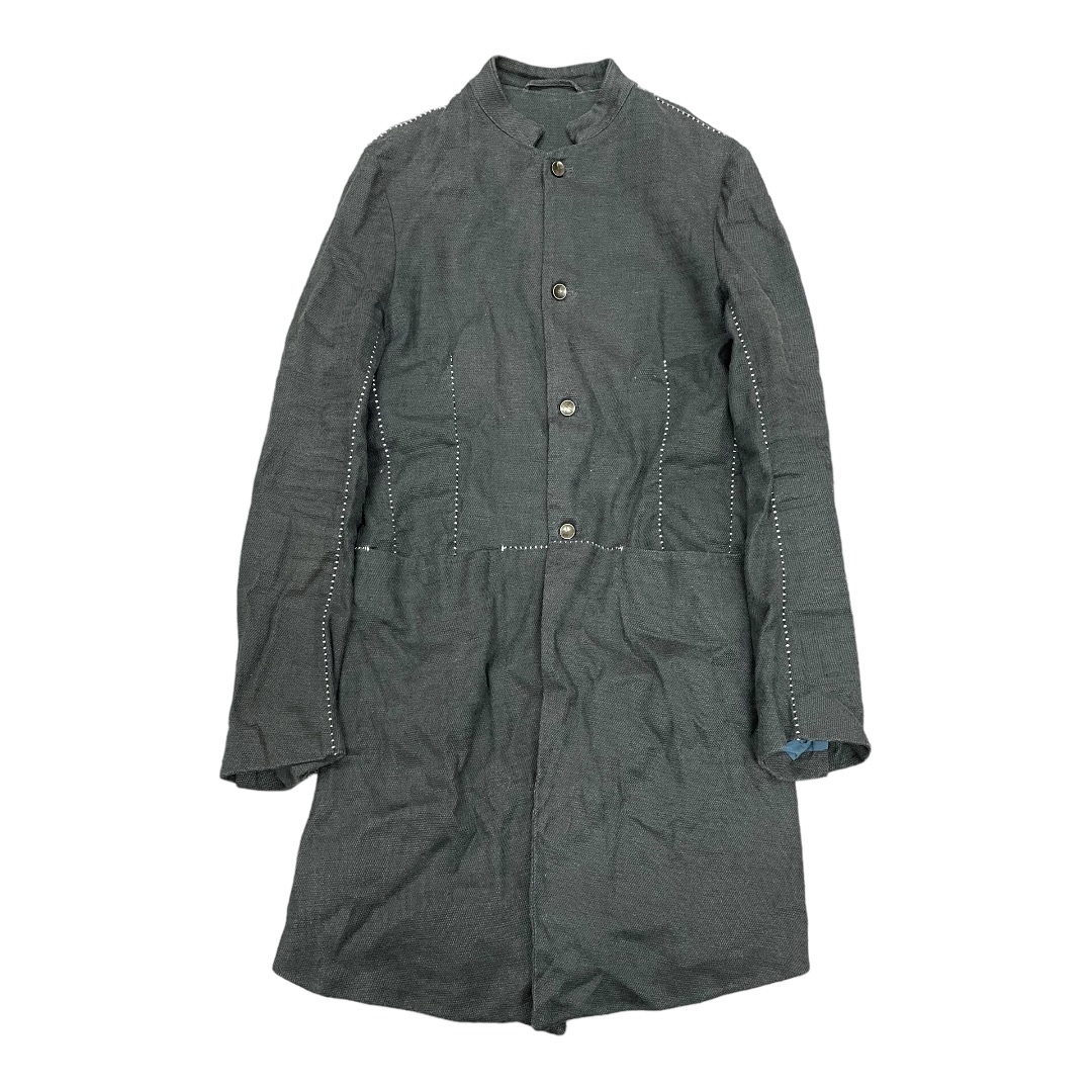 【海外 正規品】 希少 ● incarnation リネン混 ステッチデザイン スタンドカラー コート ジャケット インカネーション チャコールグレー S Sサイズ 【海外 正規品】 希少 ● incarnation リネン混 ステッチデザイン スタンドカラー コート ジャケット インカネーション チャコールグレー S Sサイズ