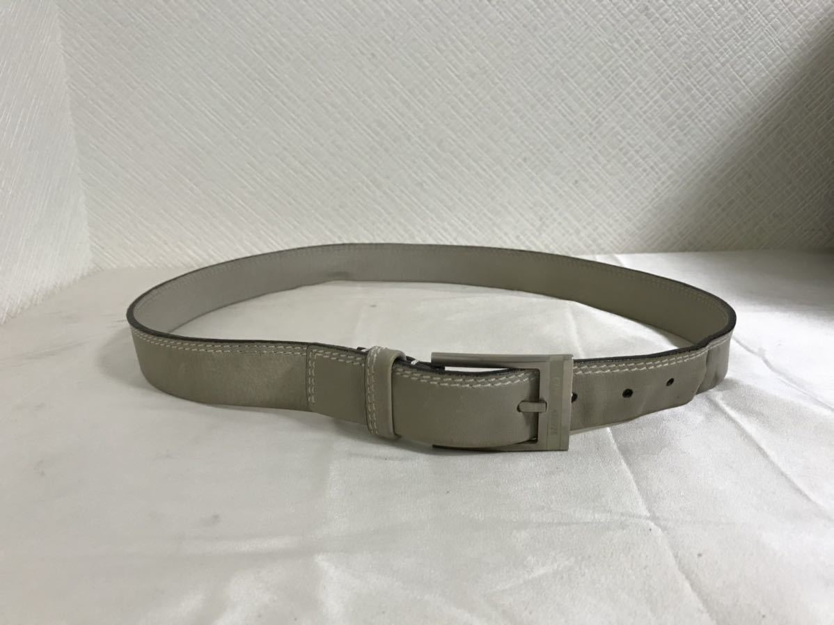  genuine article joru geo Armani GIORGIOARMANI original leather leather belt business suit light gray men's 