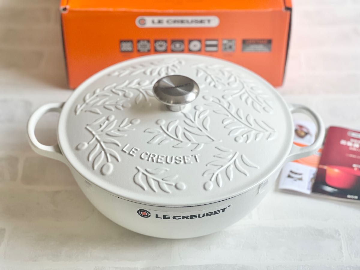 LE CREUSET ルクルーゼ マルミット 28cm オリーブブランチレリーフ