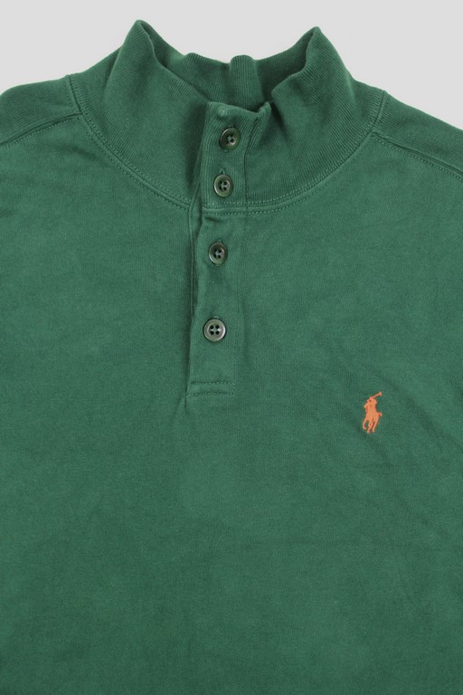 Polo by Ralph Lauren■ラルフローレン ボタンハイネックコットンスウェット(XXL)グリーン ヘンリーネック_画像3