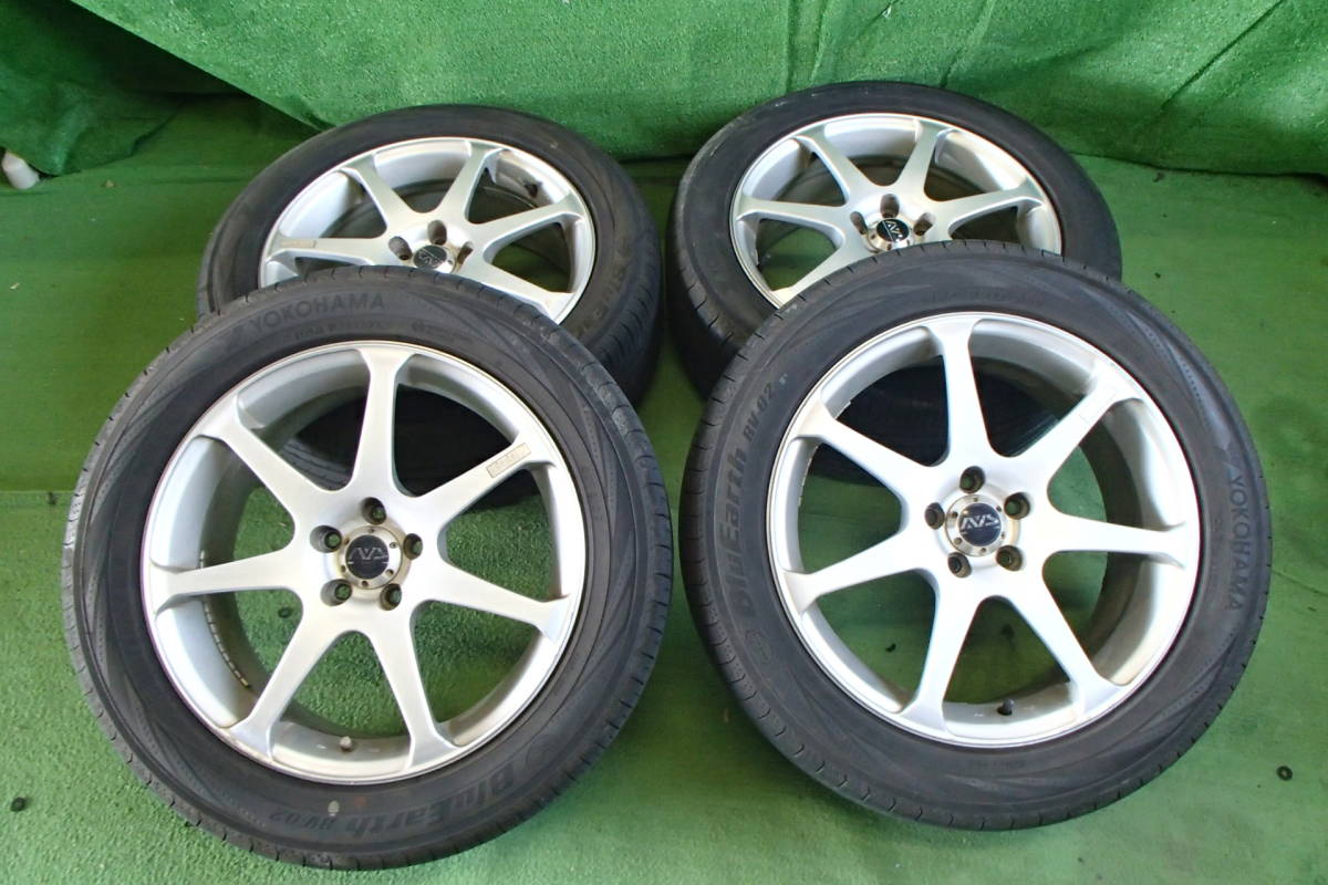 【バリ山】 AVS Model7 モデル7 17インチ アルミホイール ヨコハマ BLUEARTH ブルーアースRV-02 215/55R17 4本セット 【23-371】_画像1