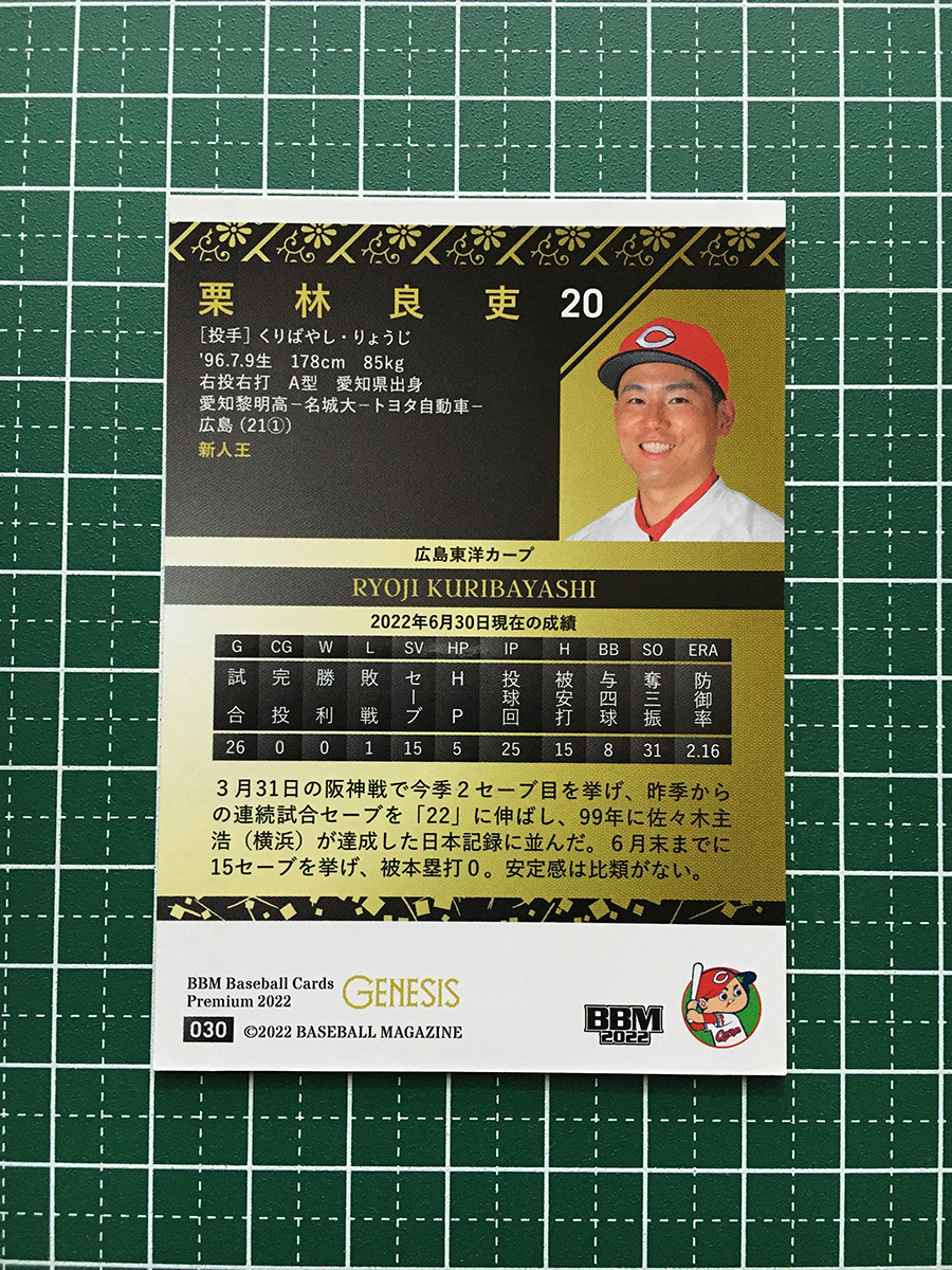 ★BBM 2022 プロ野球 GENESIS #030 栗林良吏［広島東洋カープ］レギュラーカード★_画像2