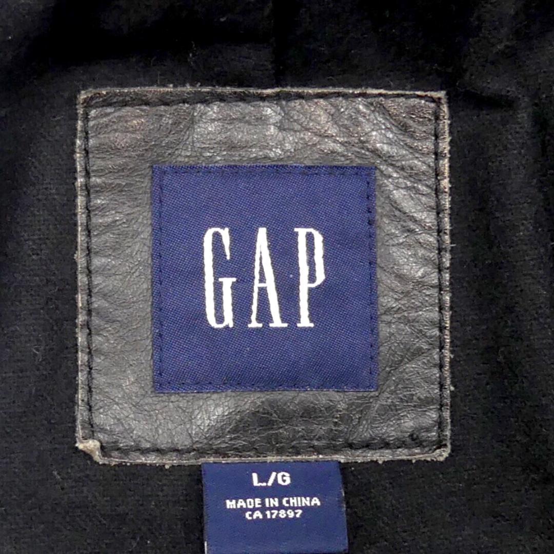 即決 GAP メンズL レザーコート ギャップ 黒 オールドギャップ